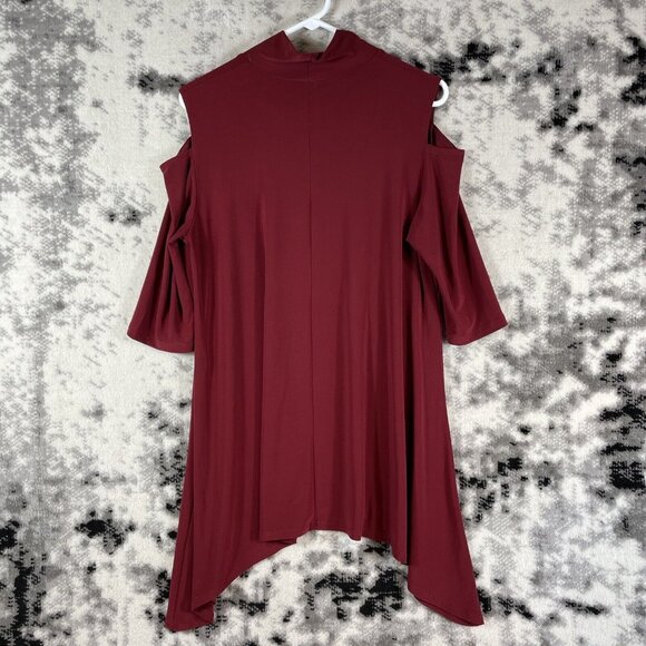 Clara Sun Woo Top Womens Size Medium‎ Cold Shoulder Poly Rayon Stretch Comfort - Picture 2 of 9